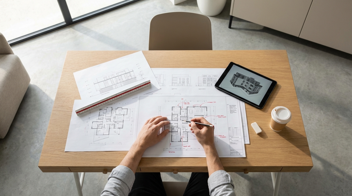 topdown view of a modern interior design workspace cb3a2d5b5b